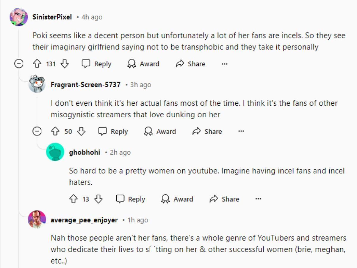 Reddit users are critical of other fanbases for attacking the streamer (Image via r/youtubedrama)