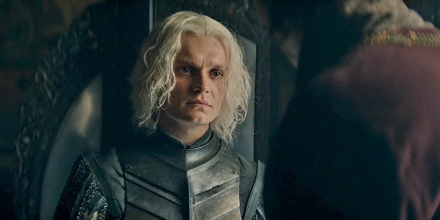 Aegon II Targaryen in a still from House of the Dragon season 2 episode 3 (via HBO Max / E3 35:53)