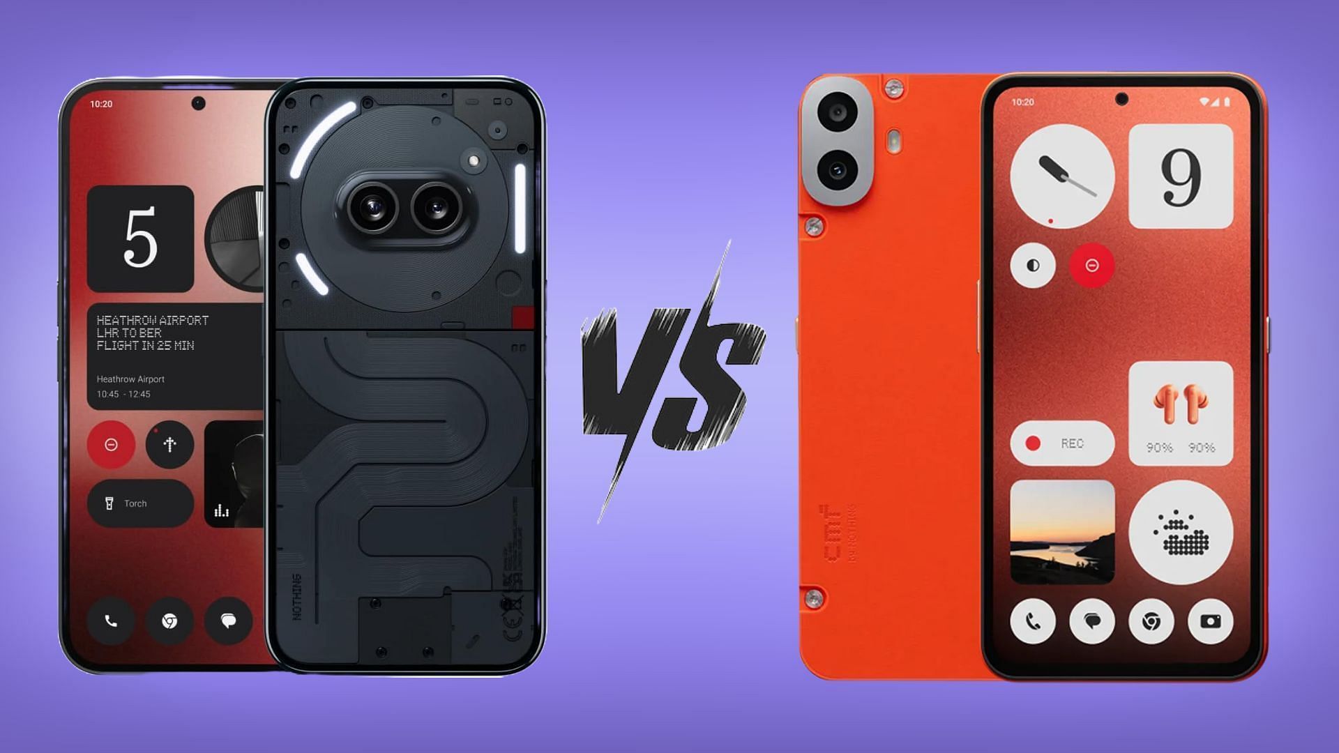 The Nothing Phone 2a vs Nothing CMF Phone 1 comparison (Image via Nothing)