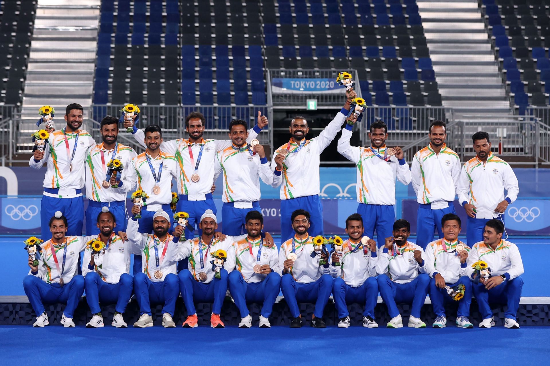 The Indian men's field hockey team won a medal at the Olympics after 41 years by defeating Germany in the bronze medal match. (Image via getty)