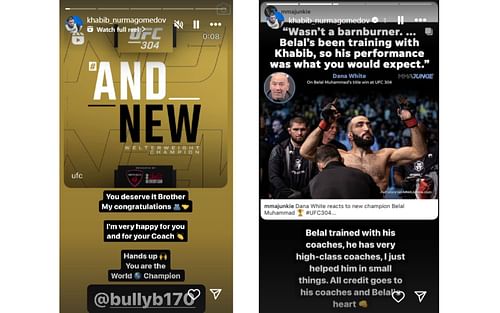 Screenshot of Khabib Nurmagomedov's Instagram story