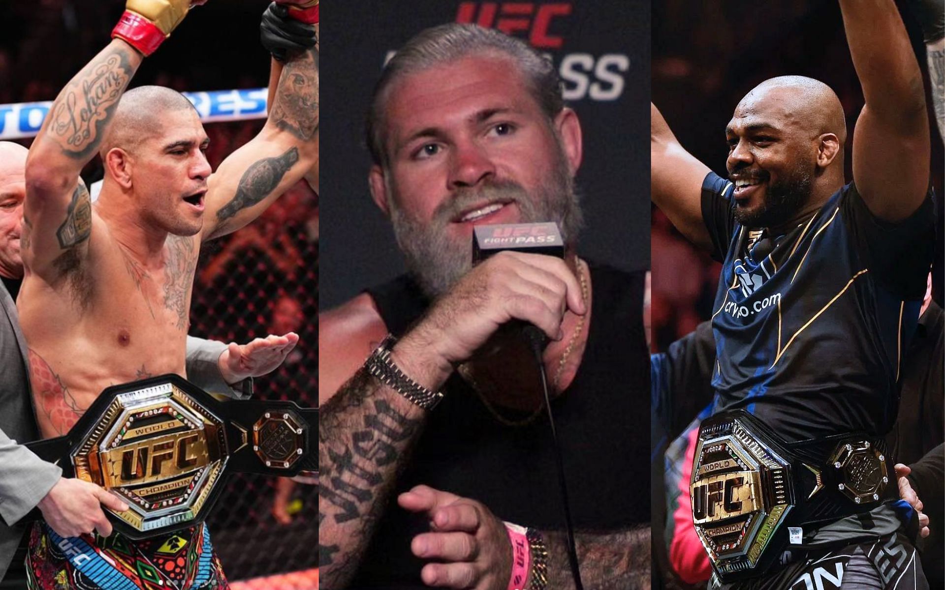 Gordon Ryan (middle) defends Jon Jones (right) over double-champ comparisons to Alex Pereira (left) [Images courtesy: Getty Images, @ufc and @gordonlovesjiujitsu on Instagram]