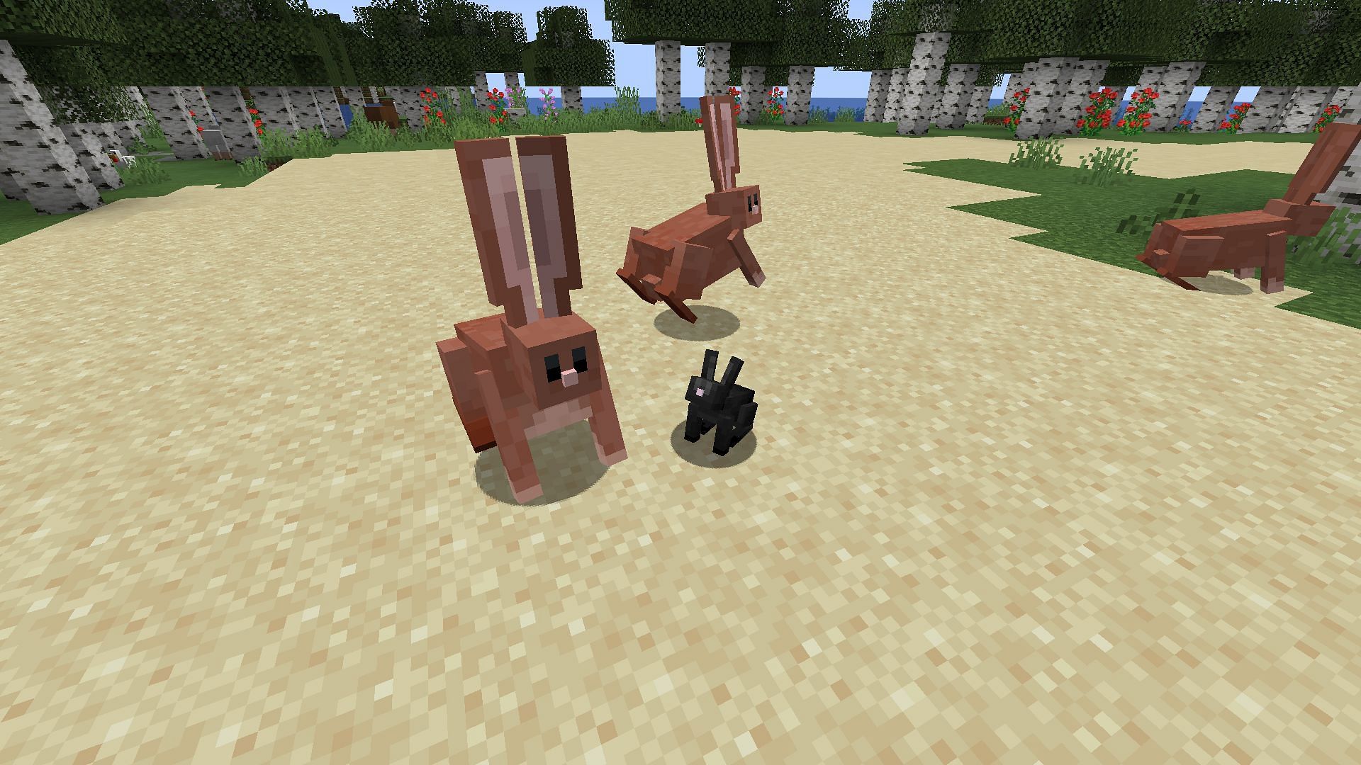 A regular rabbit vs an Earth Mobs jumbo rabbit (Image via Mojang)