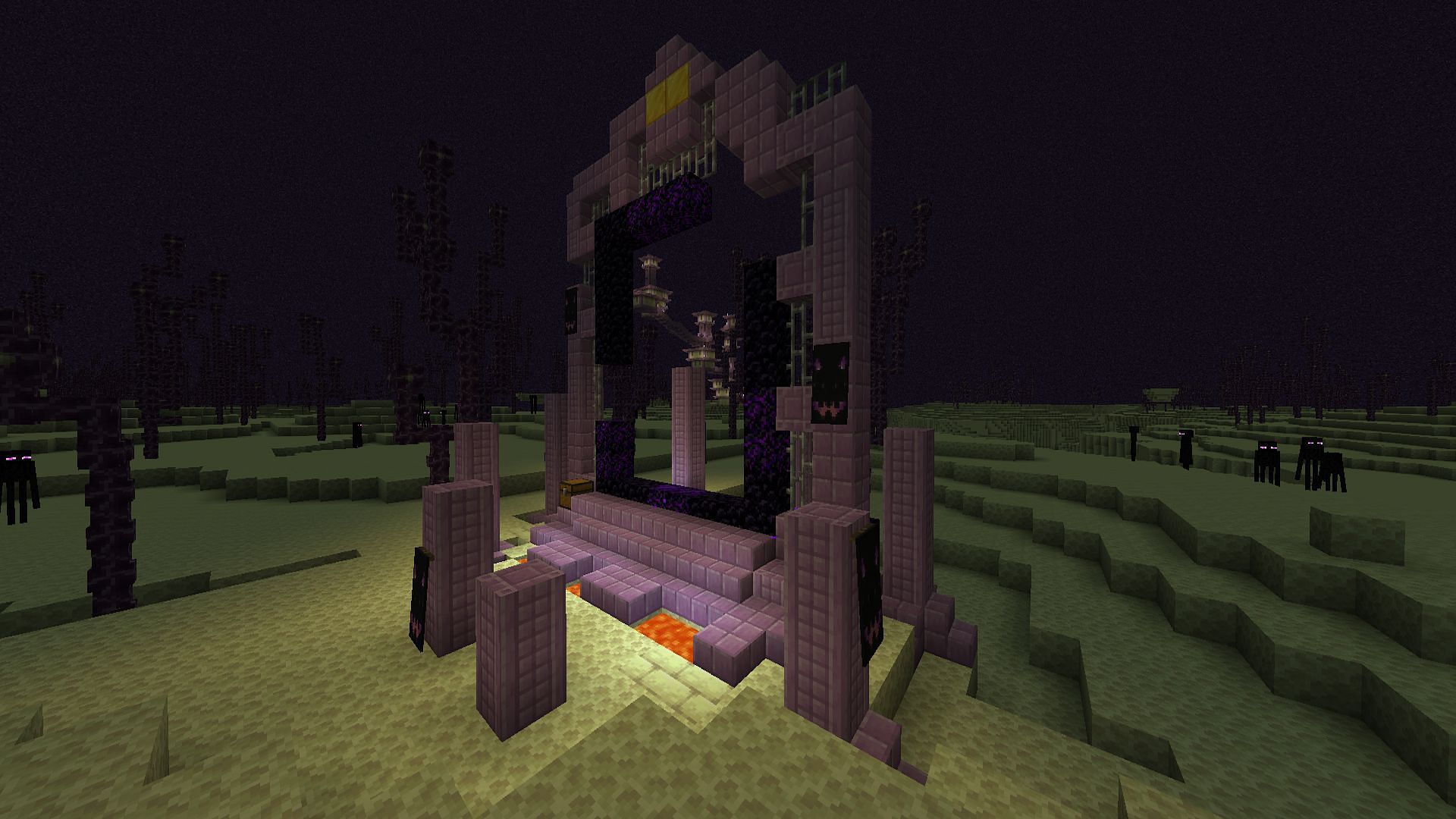 A ruined Nether portal found in the End (Image via telepathicgrunt/CurseForge)