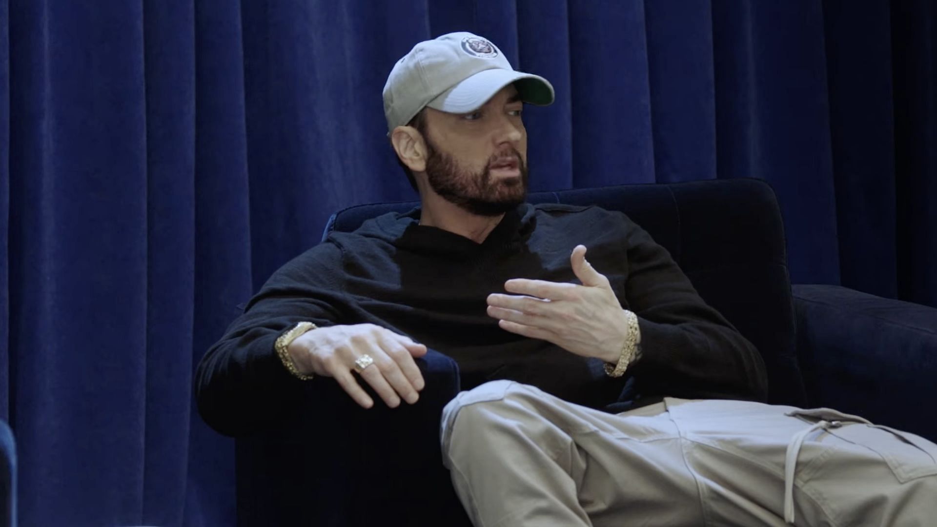 Marshall Mathers in Complex&#039;s &quot;THE FACE OFF&quot; interview uploaded to YouTube on July 31, 2024 (Image via YouTube/@complex)