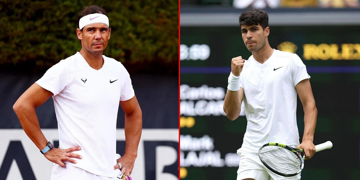 Rafael Nadal (L) Carlos Alcaraz (R). (Source: GETTY)