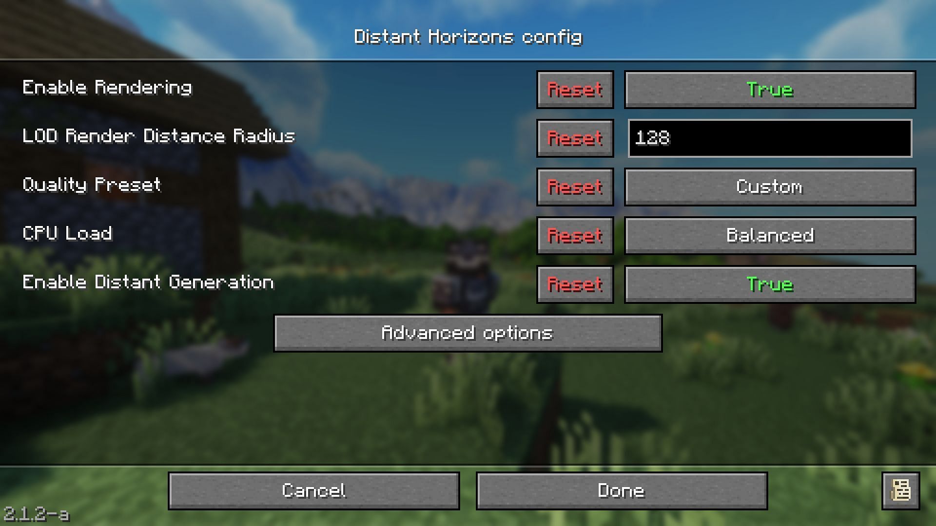 Distant Horizons mod settings (Image via Mojang Studios)