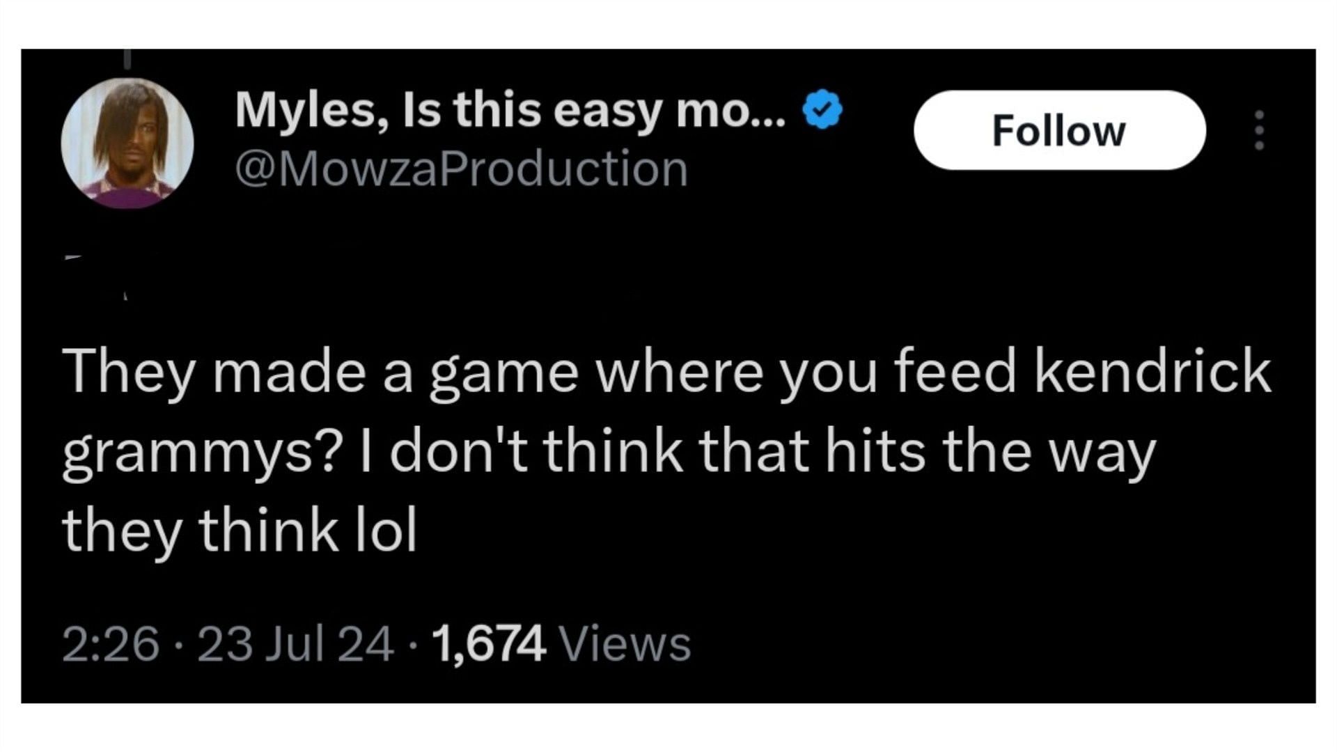 A fan reacted to the newly released game, (Image via @MowzaProduction/X)