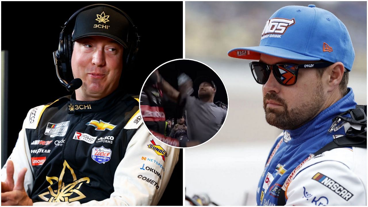 Kyle Busch revisits his physical altercation with Ricky Stenhouse Jr. on the Pat McAfee show. (Image source - Imagn, Getty &amp; YouTube/NASCAR)