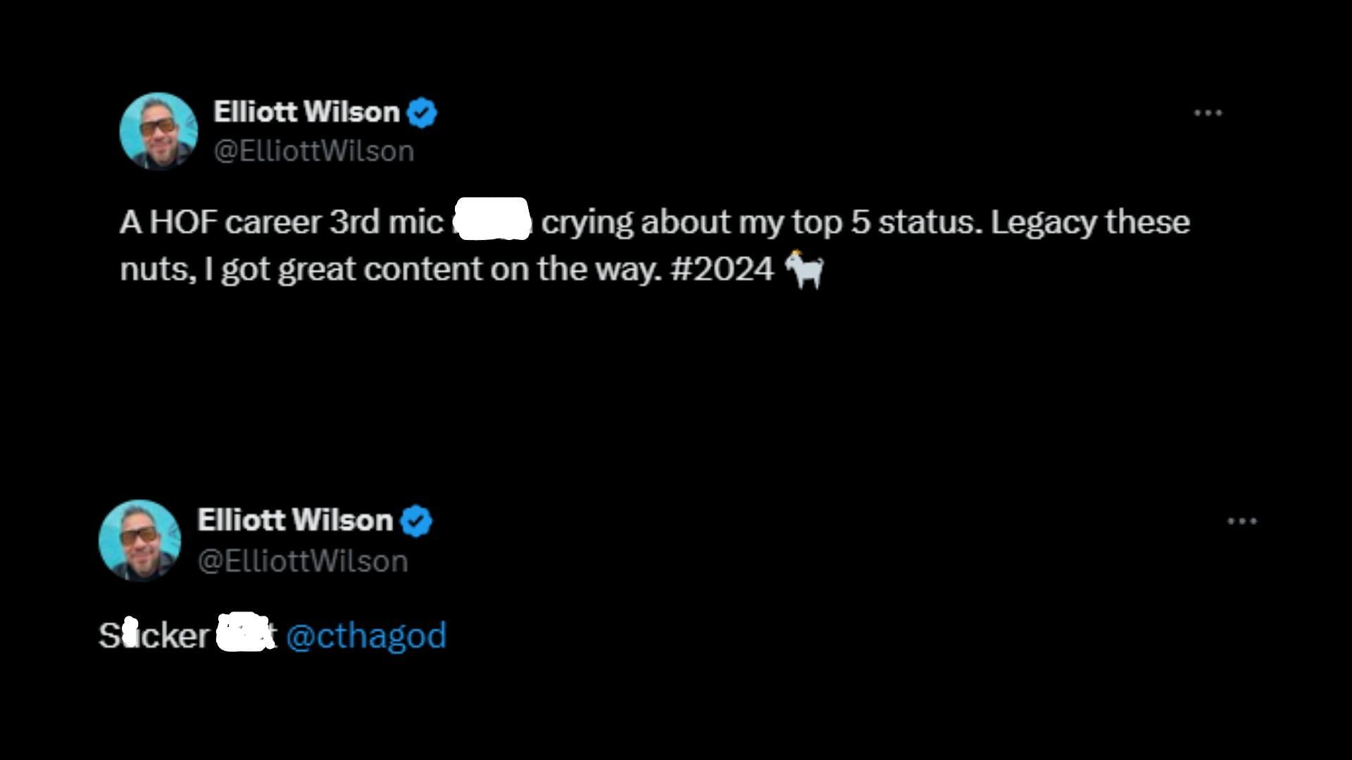 The tweets shared by Wilson (Images via X/ElliottWilson)