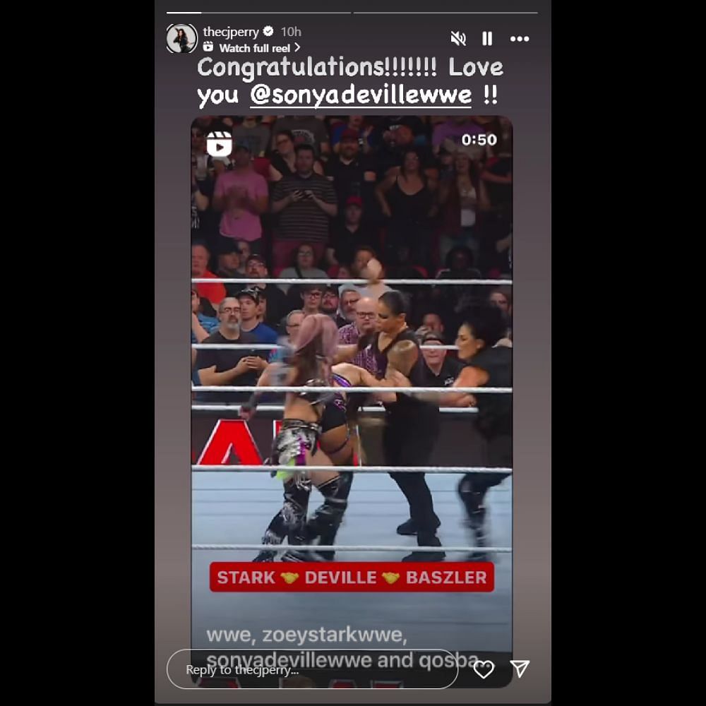 Perry shared Sonya Deville&#039;s clip on her Instagram Story [Image source: star&#039;s Instagram handle]