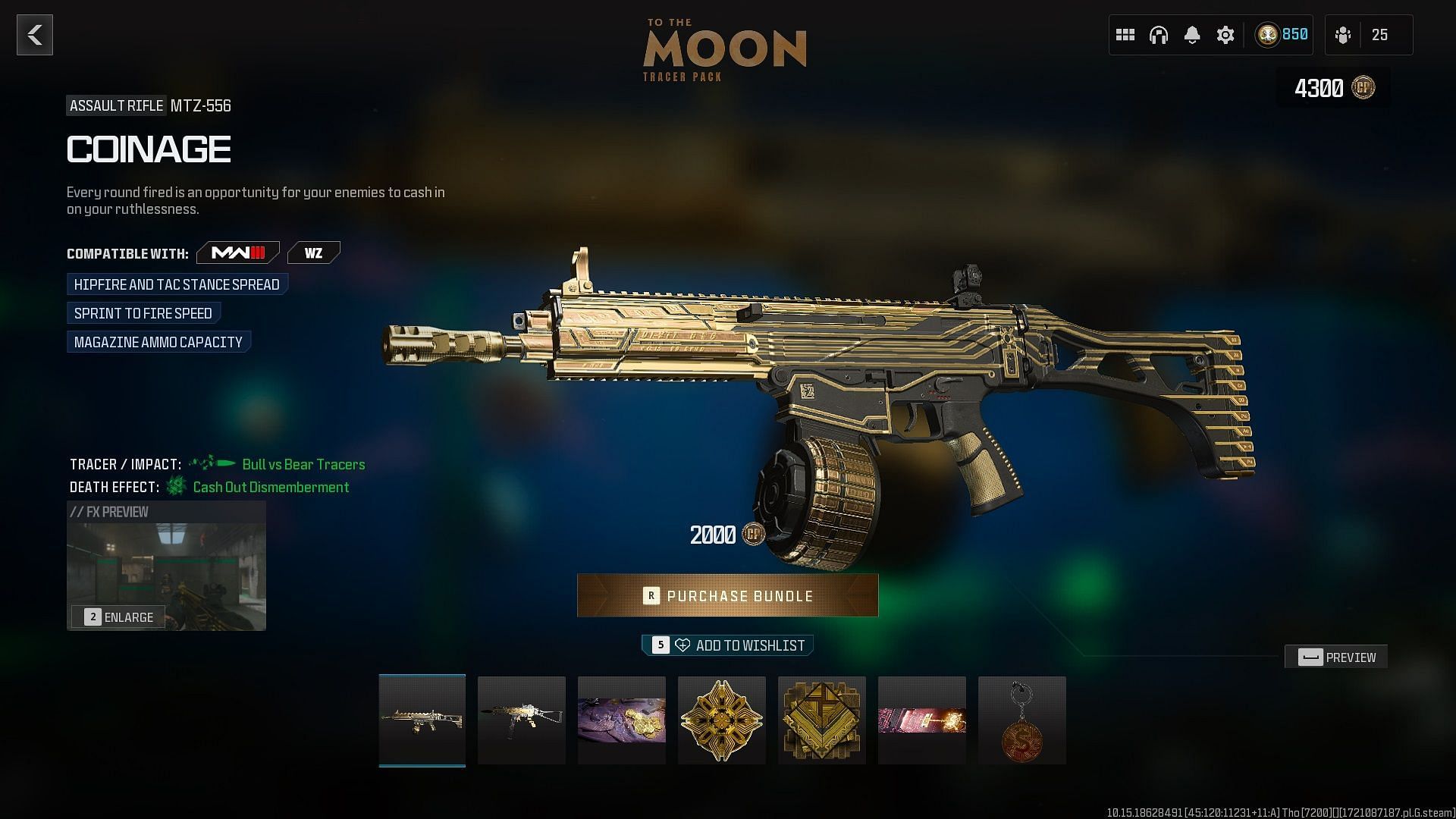 Exploring the content of To The Moon Tracer Pack in MW3 and Warzone (Image via Activision)