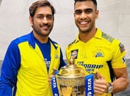 Rajvardhan Hangargekar with the CSK captain MS Dhoni after winning the IPL 2023 title (Image Credits: Rajvardhan Hangargekar's Instagram)