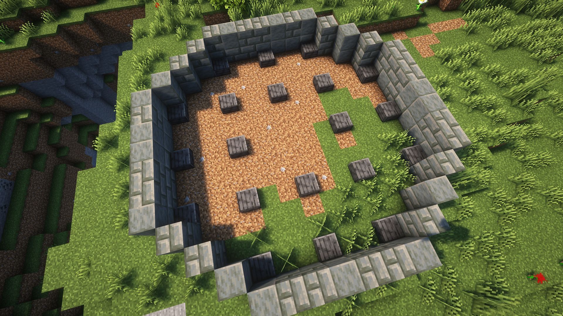 These slabs are essential for the farm spawning only creepers (Image via Mojang)