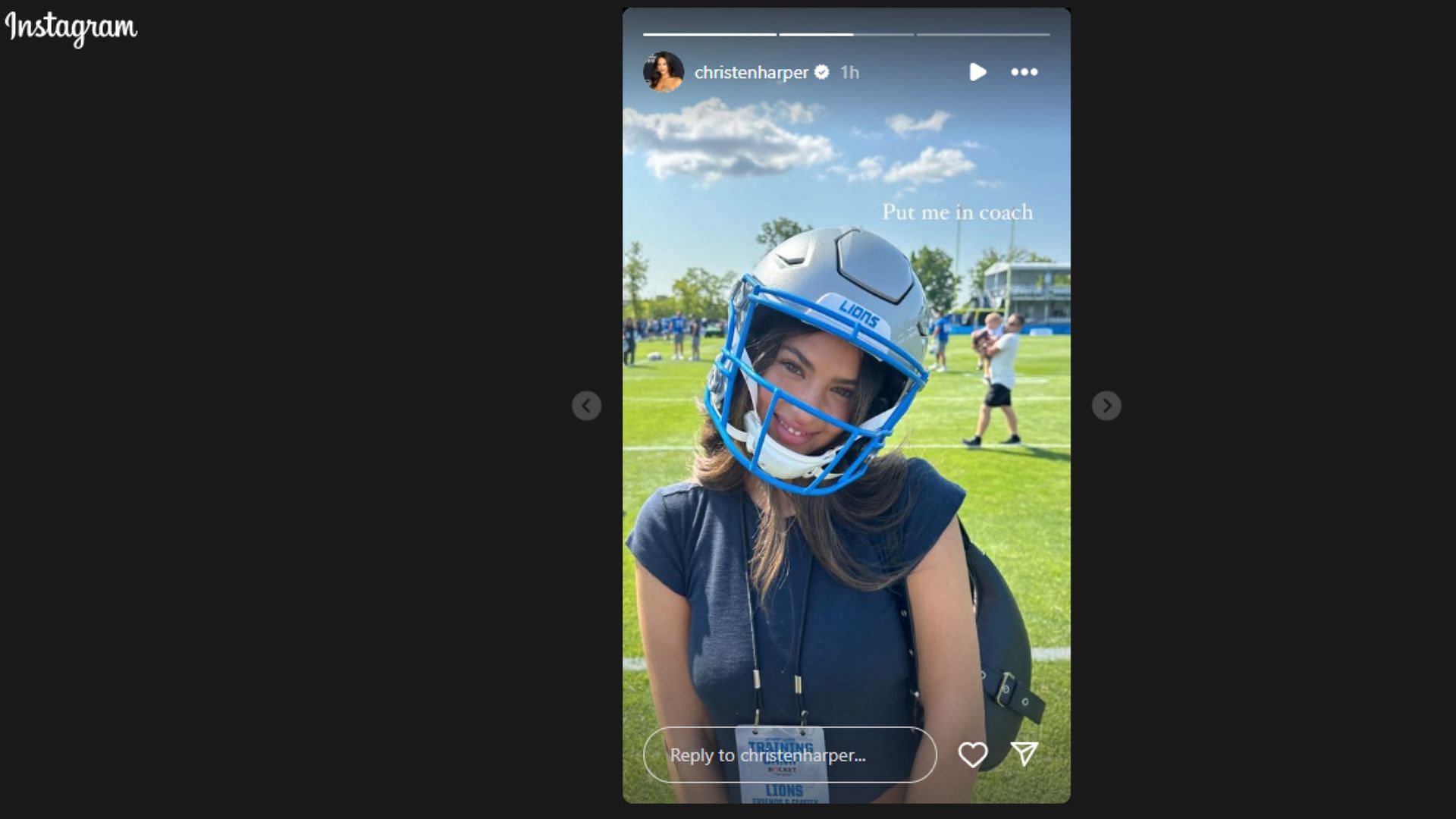 Harper spent time at Detroit Lions training camp. (Photo via Christen Harper IG)