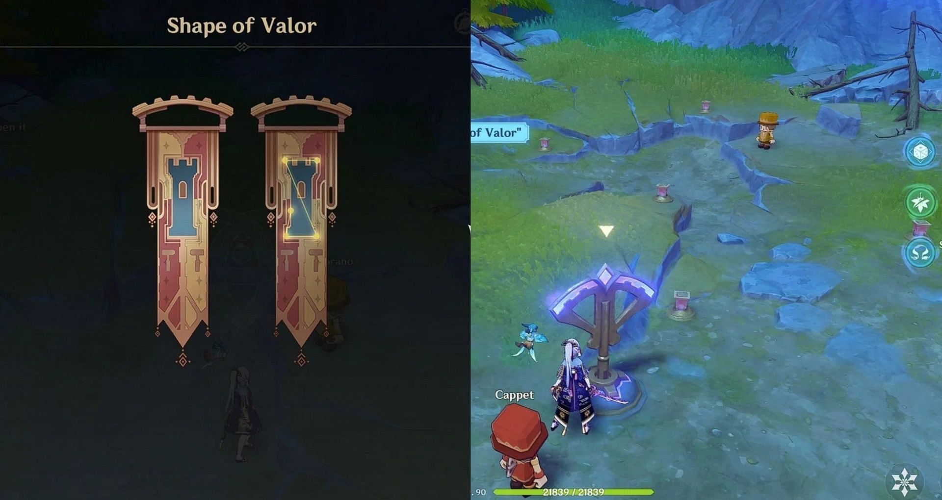 Connect the Oracle Pillars in the Shape of Valor (Image via HoYoverse)