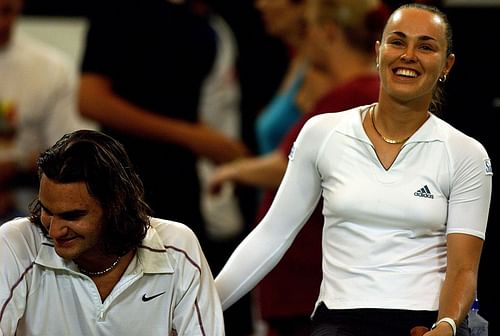 The Swiss legend with compatriot Martina Hingis (Source: Getty)