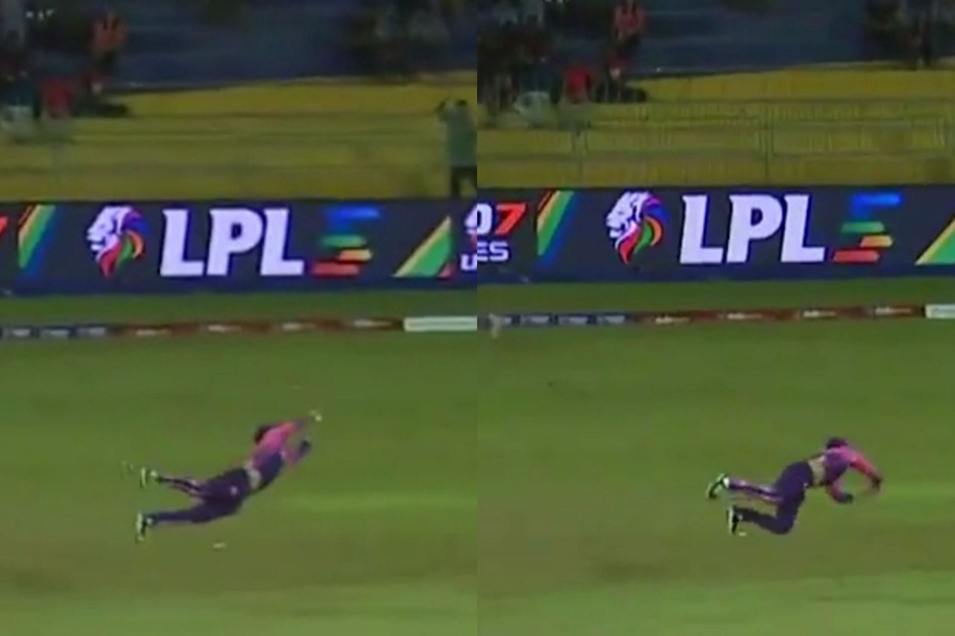 Shadab Khan takes a sensational catch at backward point in LPL (Image via X/@LPLT20)