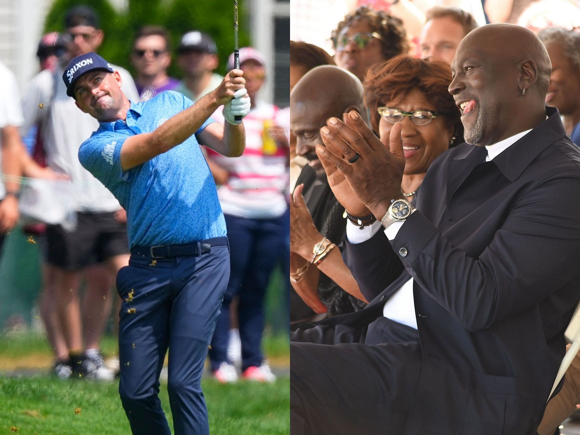 Keegan Bradley and Michael Jordan (images via USA Today)