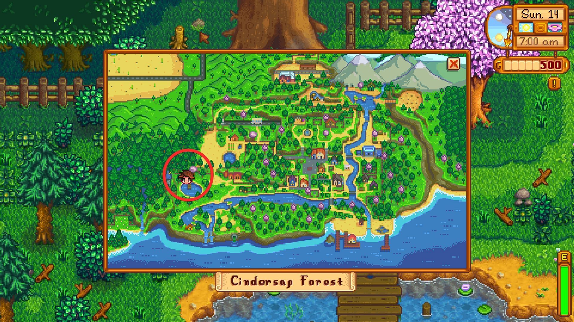 Traveling Cart&#039;s location in Stardew Valley (Image via ConcernedApe)