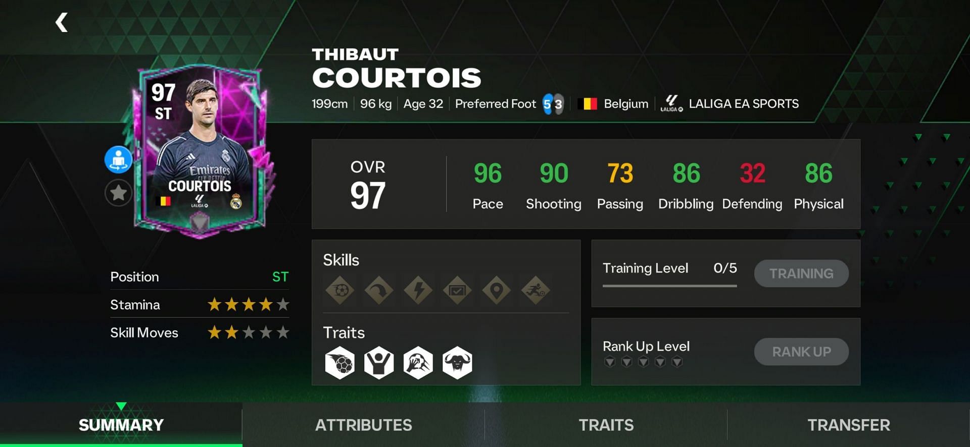 Thibaut Courtois is one of the best FC Mobile Shapeshifters striker cards. (Image via EA Sports)