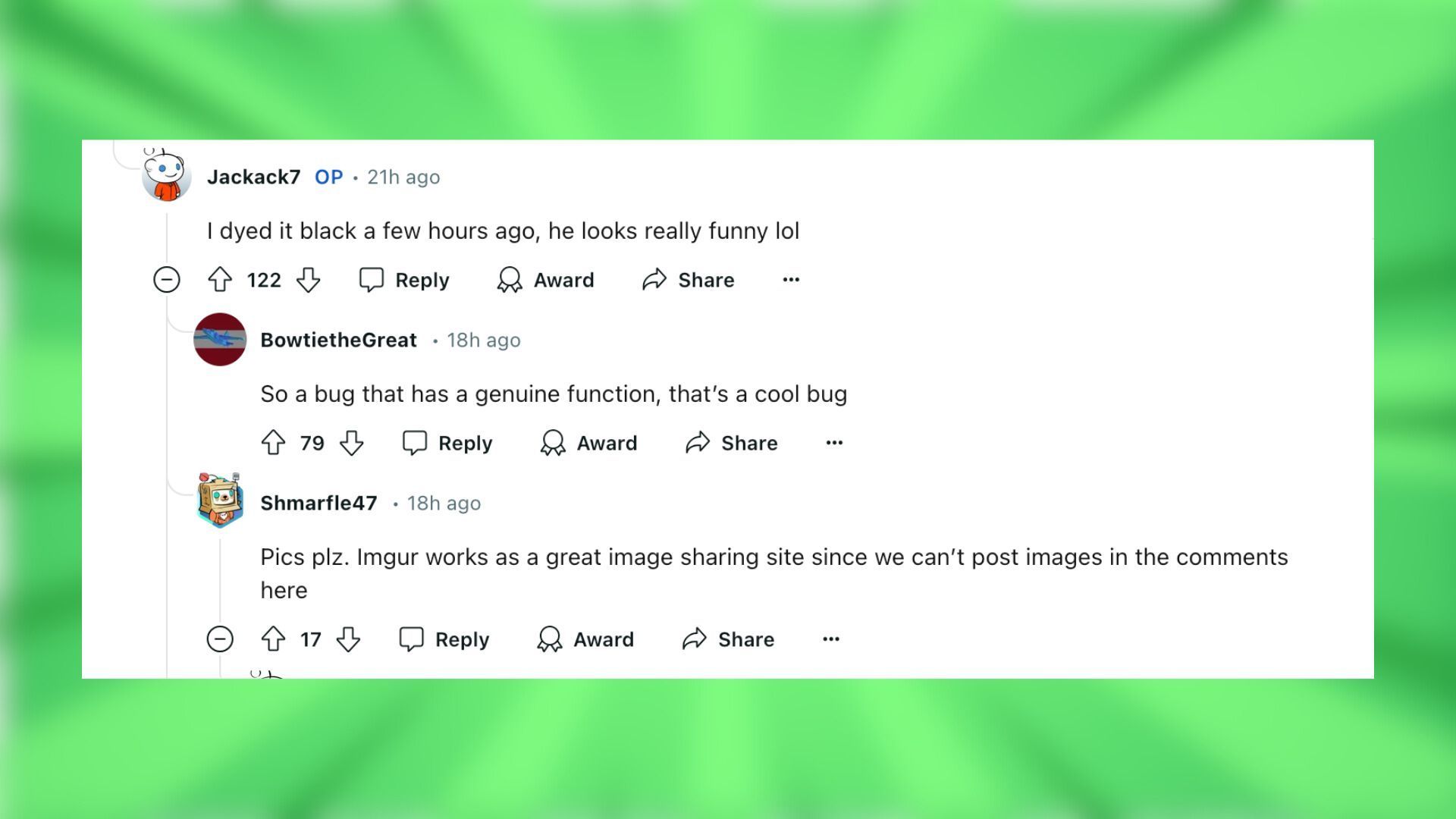 Reddit reacts to the bizarre bug (Image via Reddit/Jackack7)