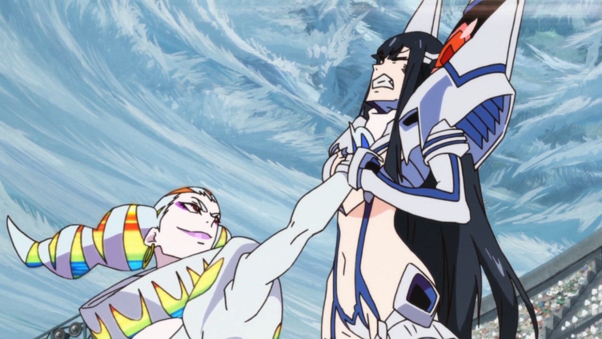 Ragyo seen choking Satsuki (Image via Studio TRIGGER)