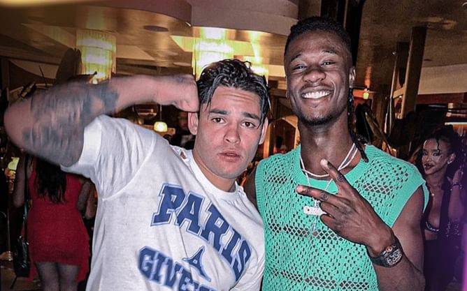 Real Madrid star Eduardo Camavinga reacts after linking up with Ryan Garcia