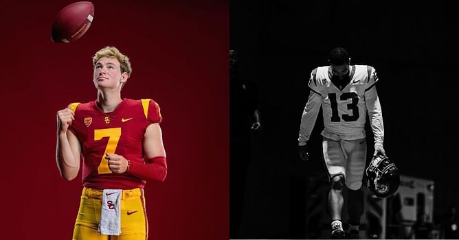 PHOTO: Caleb Williams’ replacement Miller Moss dons dashing sage green fit as USC QB takes the stage in 2024 Big Ten Media Days