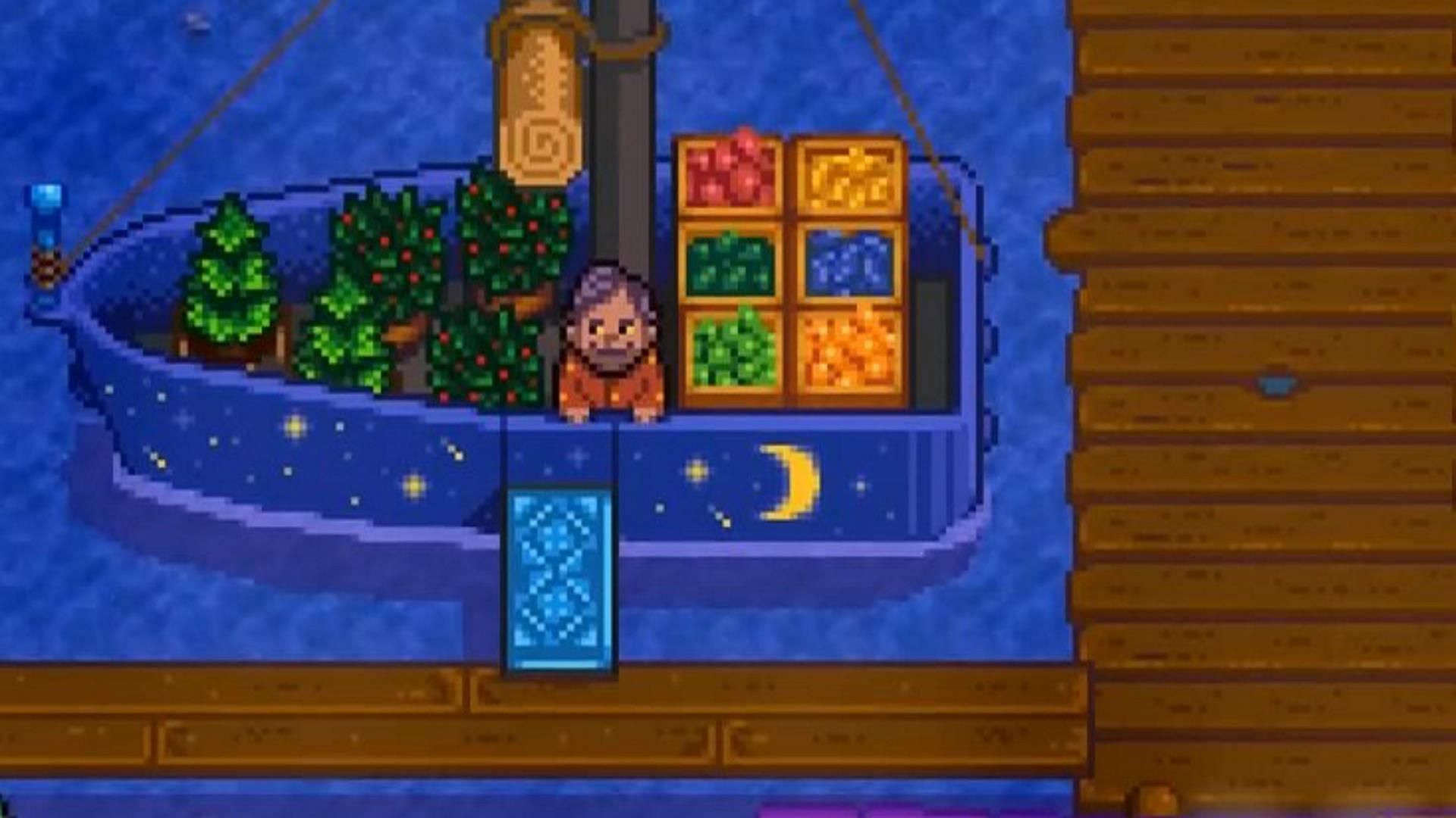 The Decoration Boat sells various types of plants in Stardew Valley (Image via ConcernedApe)