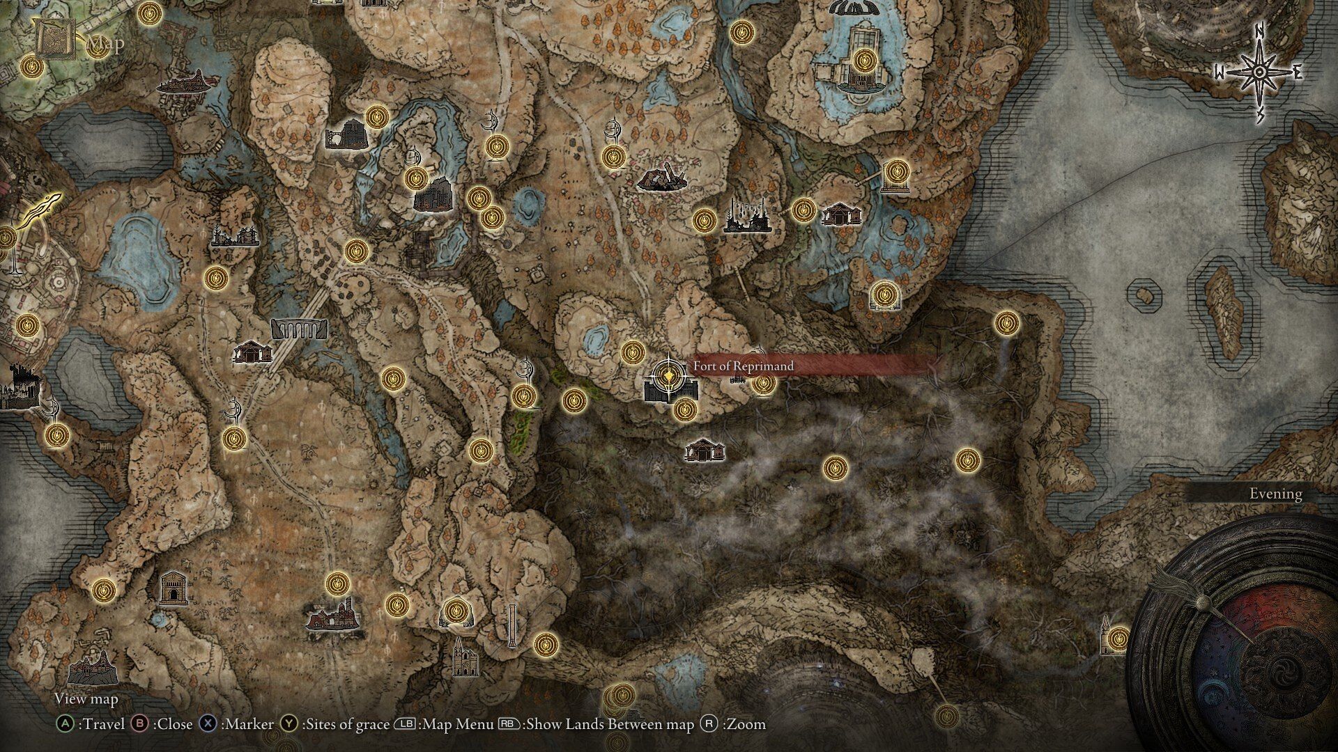 Location of the Fort of Reprimand (Image via FromSoftware)