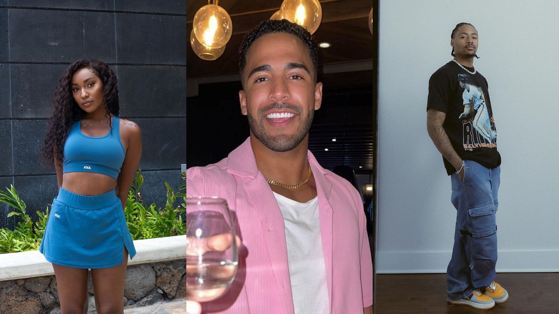 Daia, Kendall, and Kordell from Love Island USA (Image via Instagram/@daialarie,@kendallwashington and @korde1l)