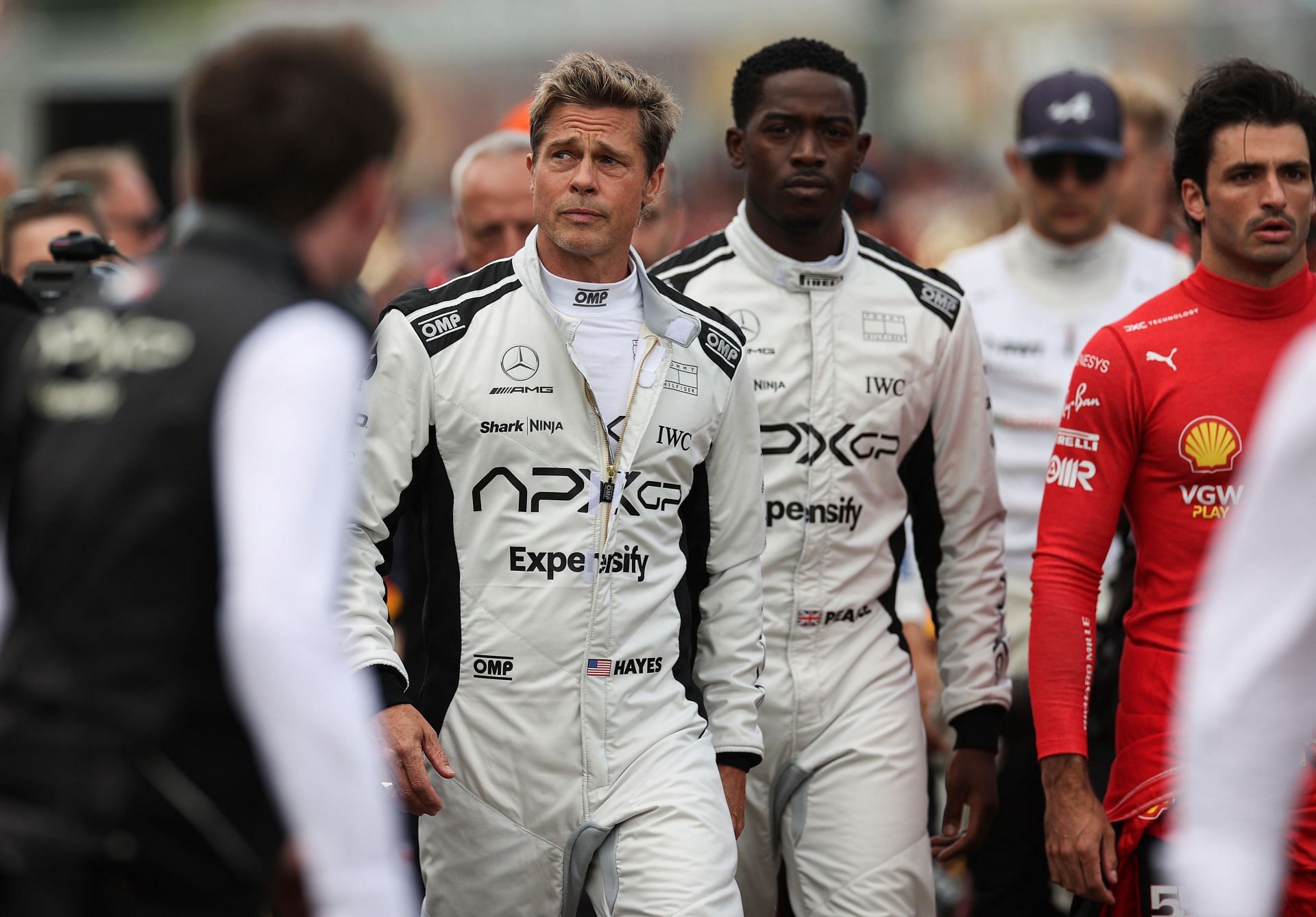 Brad Pitt, star of the upcoming Formula One based movie, Apex, and Damson Idris, co-star of the upcoming Formula One based movie, Apex