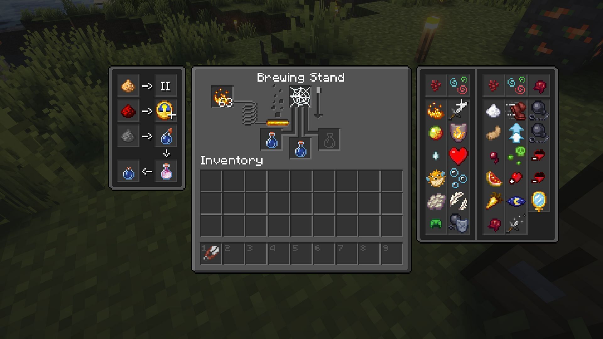 The recipe for weaving potions (Image via Mojang)