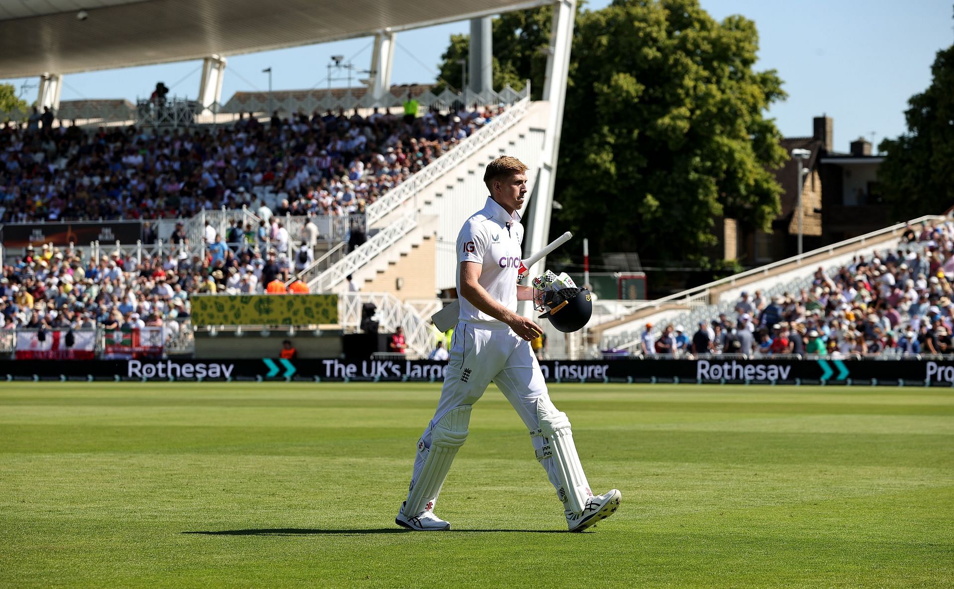 Zak Crawley walks off to the dressing room. (Credits: Getty)