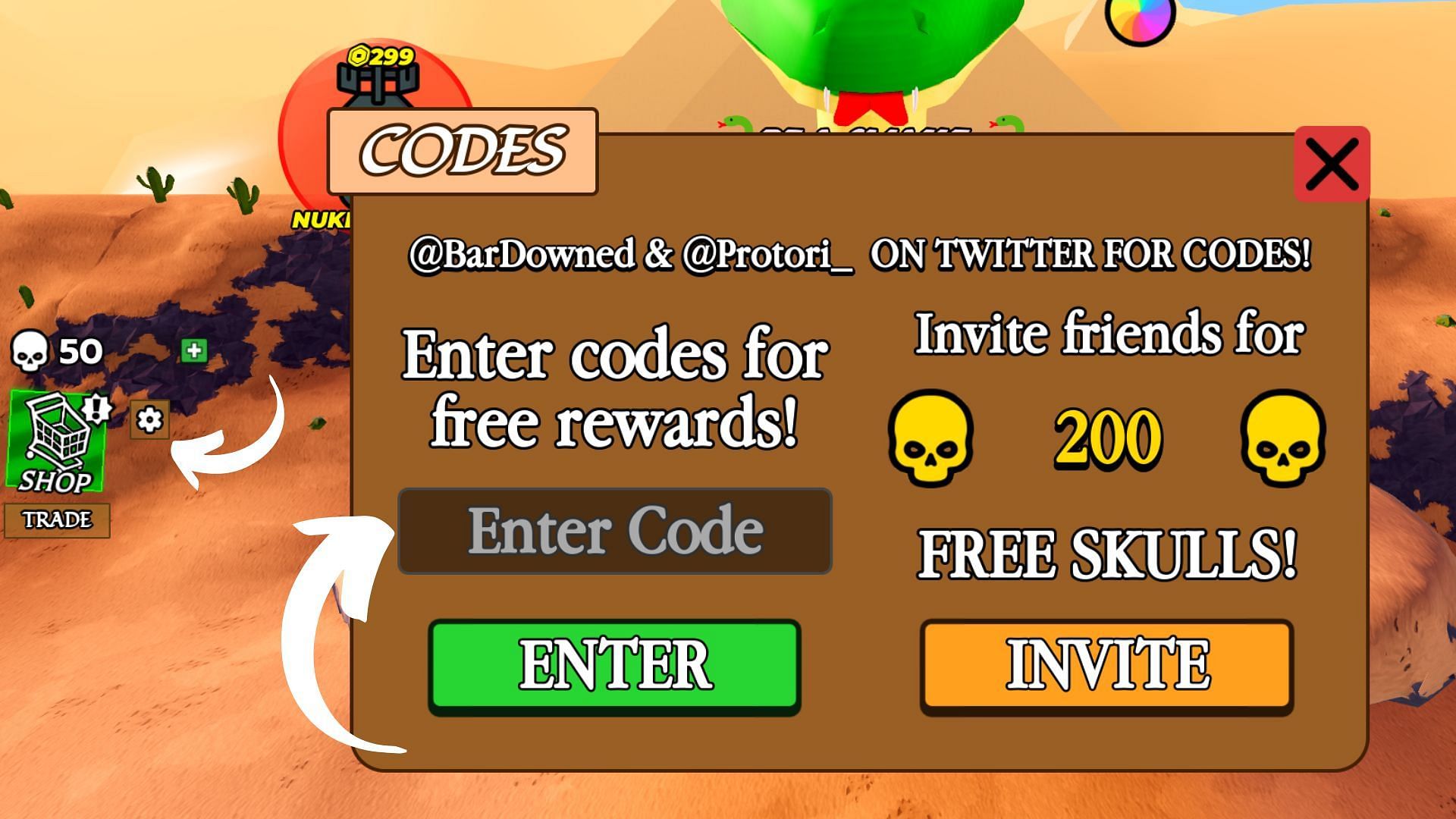 Redeem codes in Be A Snake (Image via Roblox || Sportskeeda)