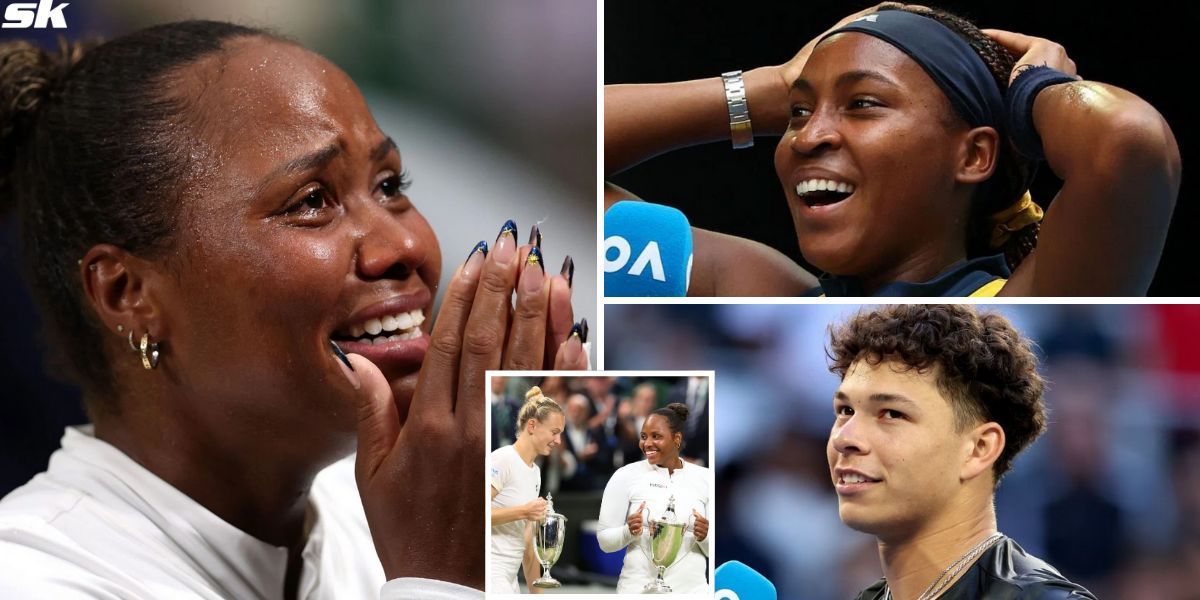 Taylor Townsend at the 2024 Wimbledon Championships (L, inset); Coco Gauff (top right), Ben Shelton (bottom right) (Image Source: Image Source: Getty)