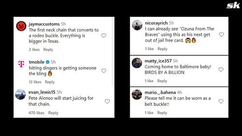 Screenshot of fan reactions from MLB's post on Instagram