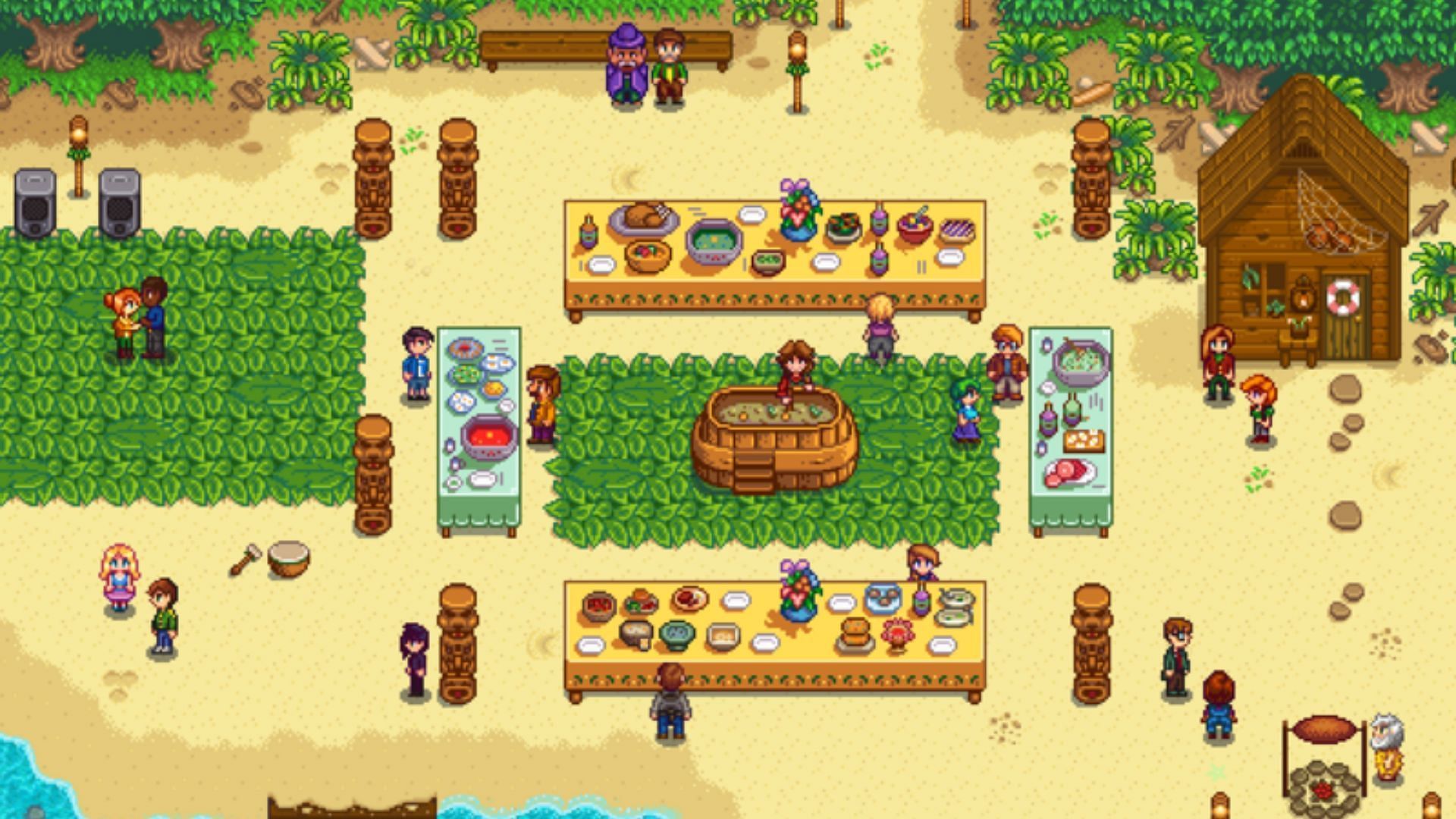 Luau Festival gives you a chance to improve your relationship with the Pelican Town (Image via ConcernedApe)