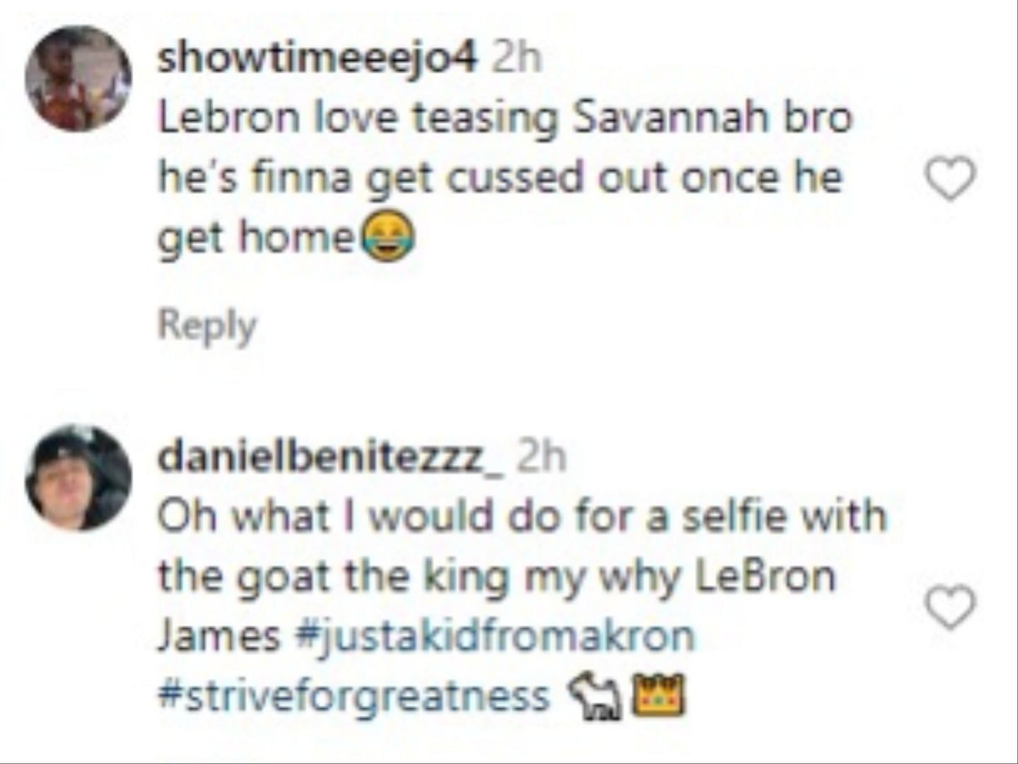 Fans react to James&#039; selfie with Davis-Woodhall (Screenshot via IG/COMPLEX)