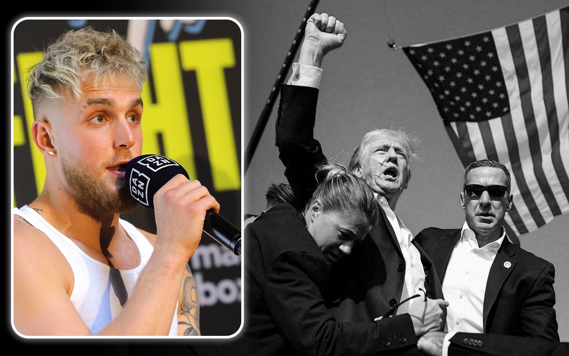 Jake Paul (inset) expresses his thoughts on Donald Trump