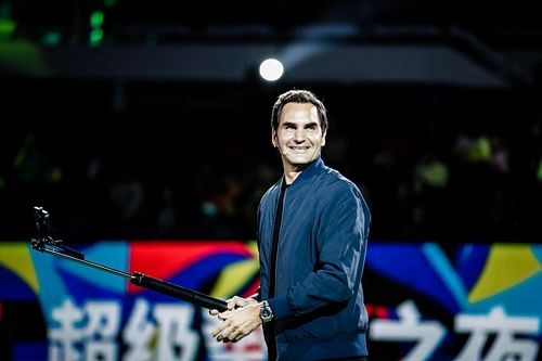 Roger Federer at the ATP1000 Shanghai Masters. (Image via Getty)