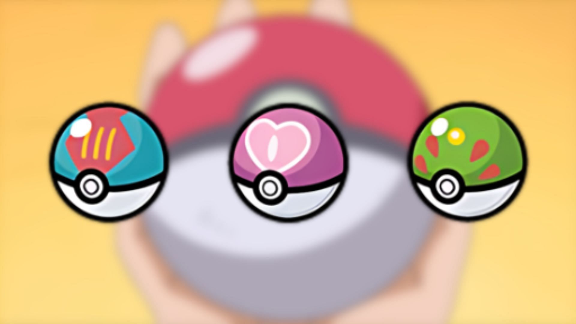 Lure Ball, Love Ball and Friend Ball (Image via TPC)