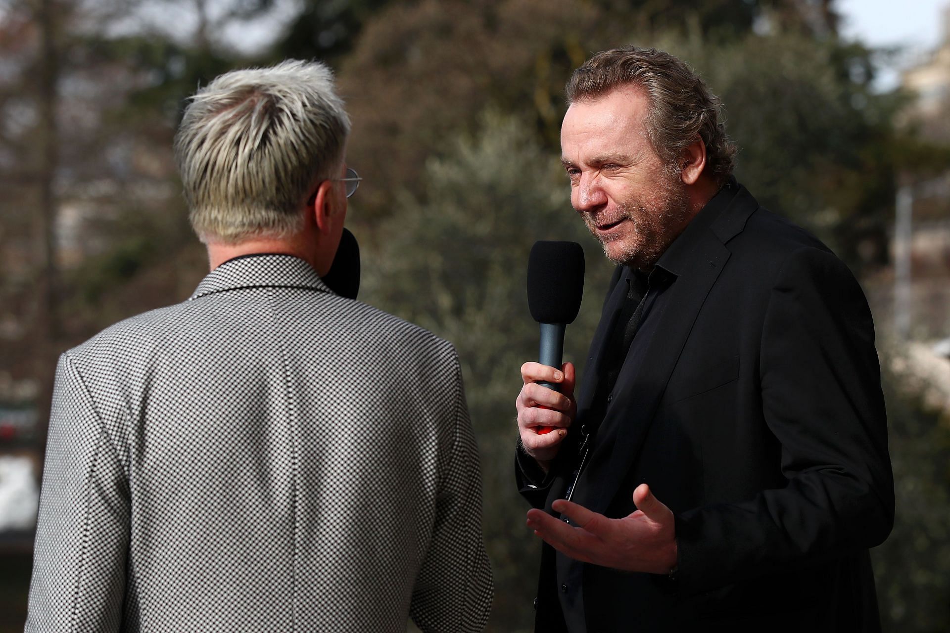 Marc Rosset (in black), speaking to the press at the Laver Cup, 2019 (Getty Images)