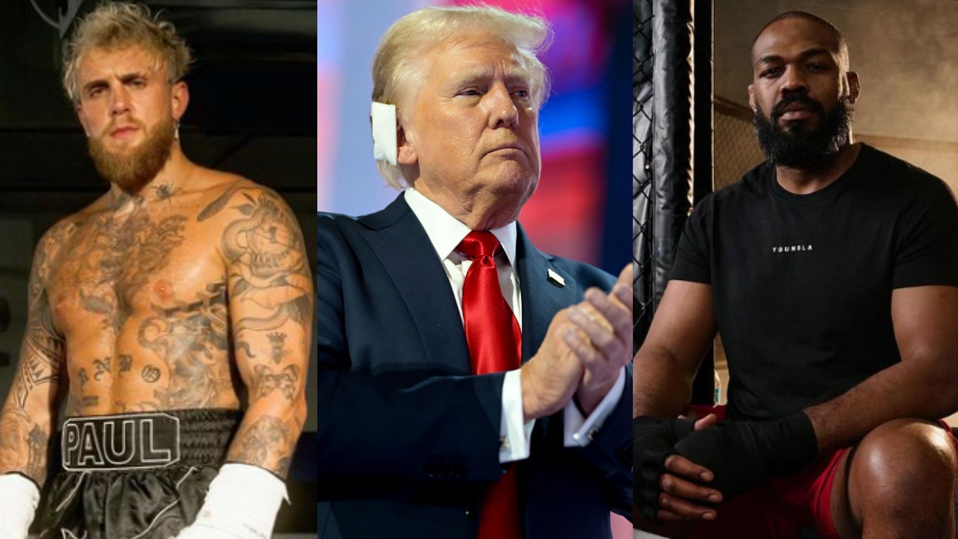 Jake Paul (left), Donald Trump (center), Jon Jones (right) [Images courtesy of @jakepaul, @realdonaldtrump &amp; @jonnybones on Instagram]