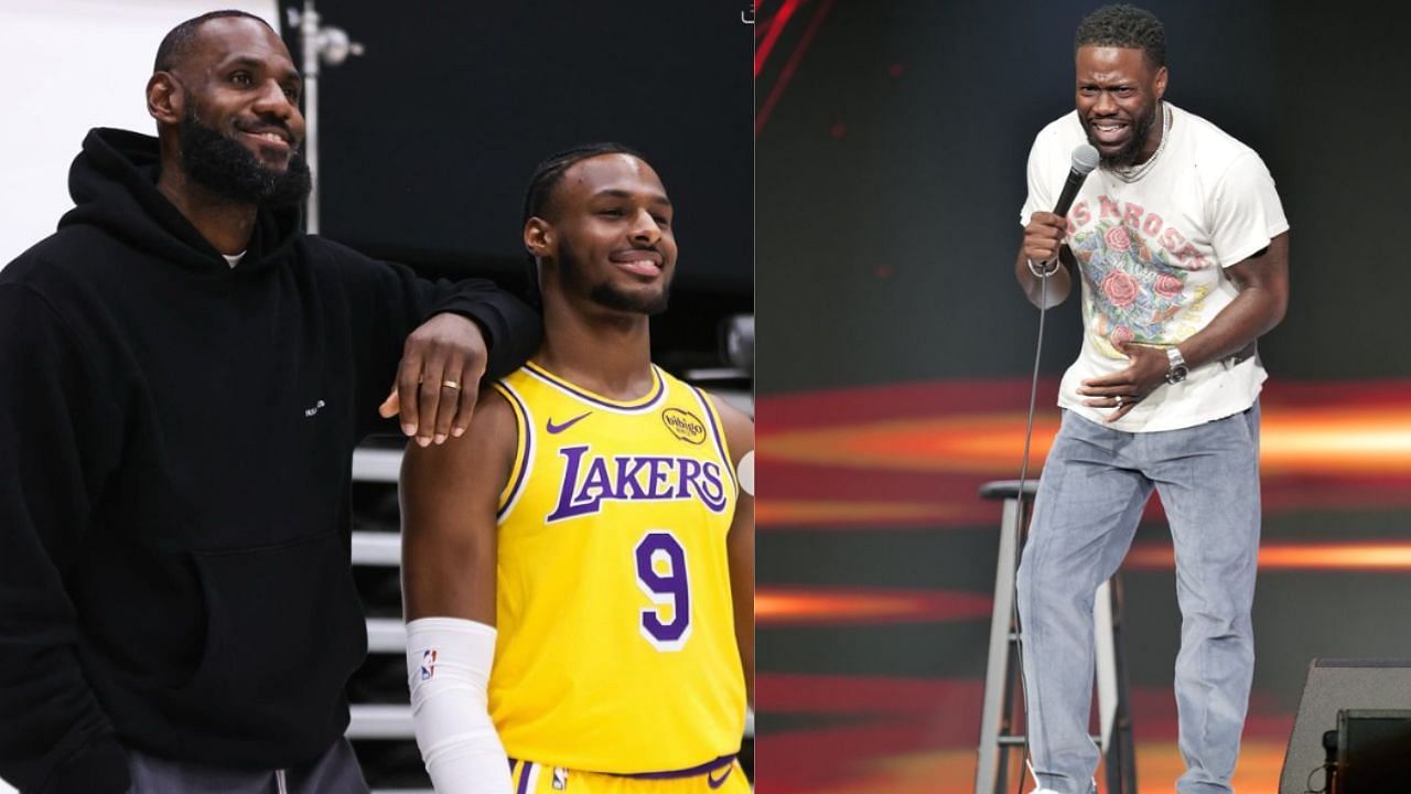 Kevin Hart rips critics of LeBron James and Bronny James. [photo: Lakers IG, Hart IG]