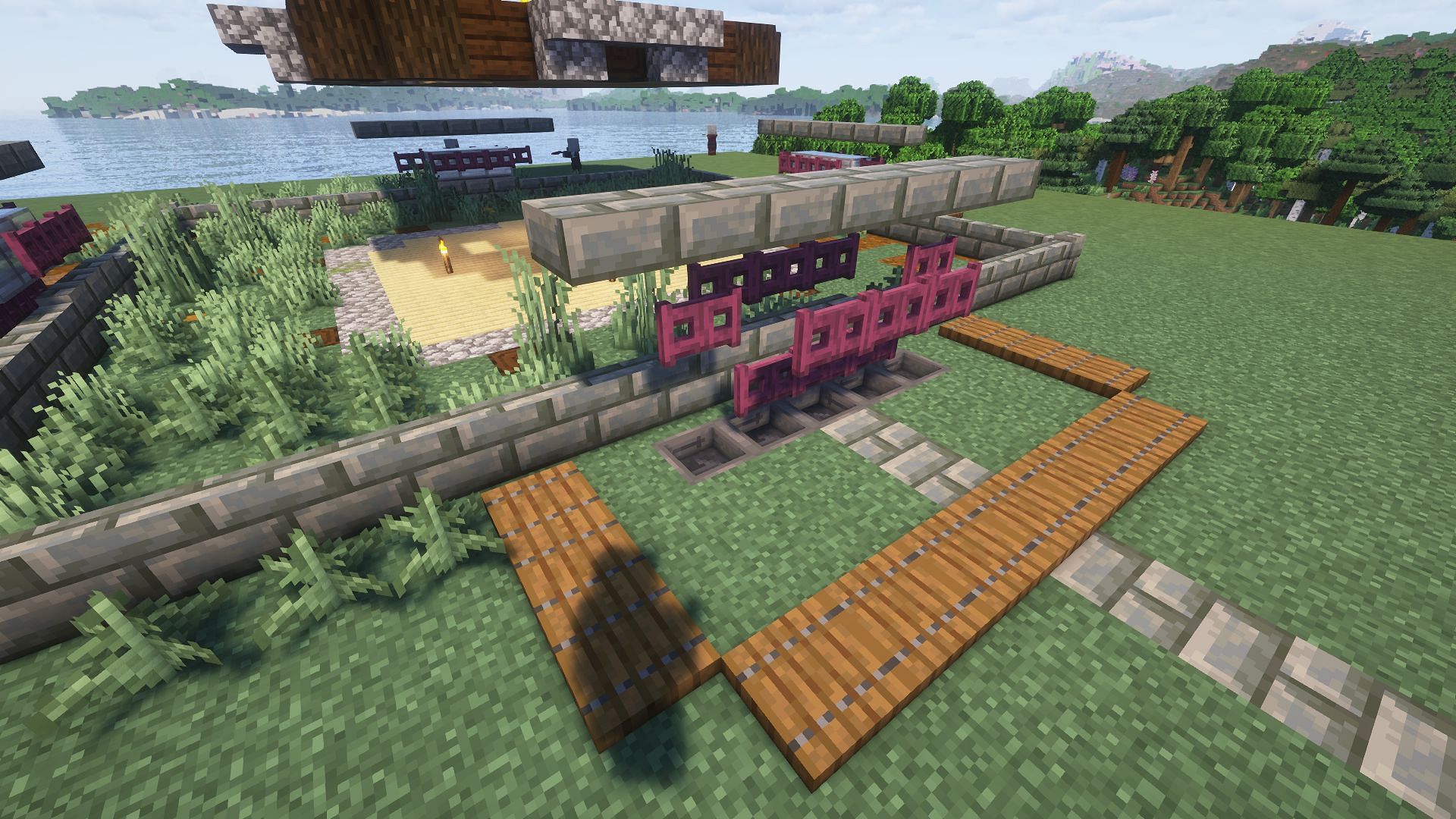 The gates added over the hoppers (Image via Mojang)