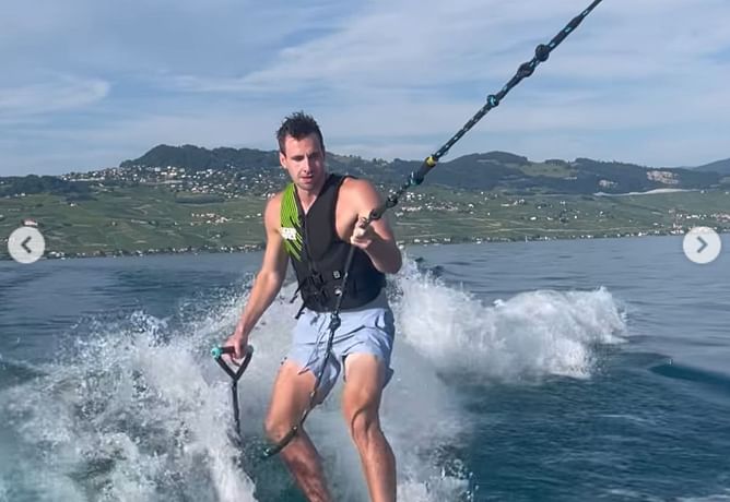 In Photos: Sabres' Rasmus Dahlin enjoys off-season with girlfriend Carolina and friends by wake-surfing in Switzerland
