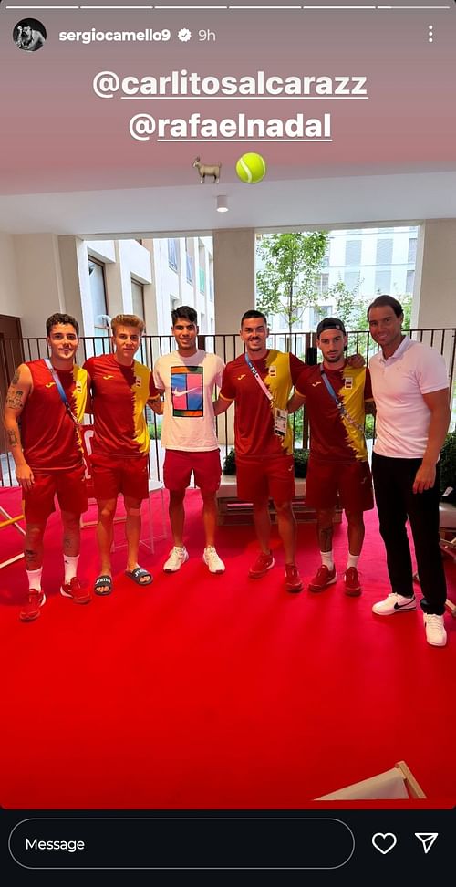 The Spaniards pictured with their compatriots (Image Source: Instagram/ @sergiocamello9)