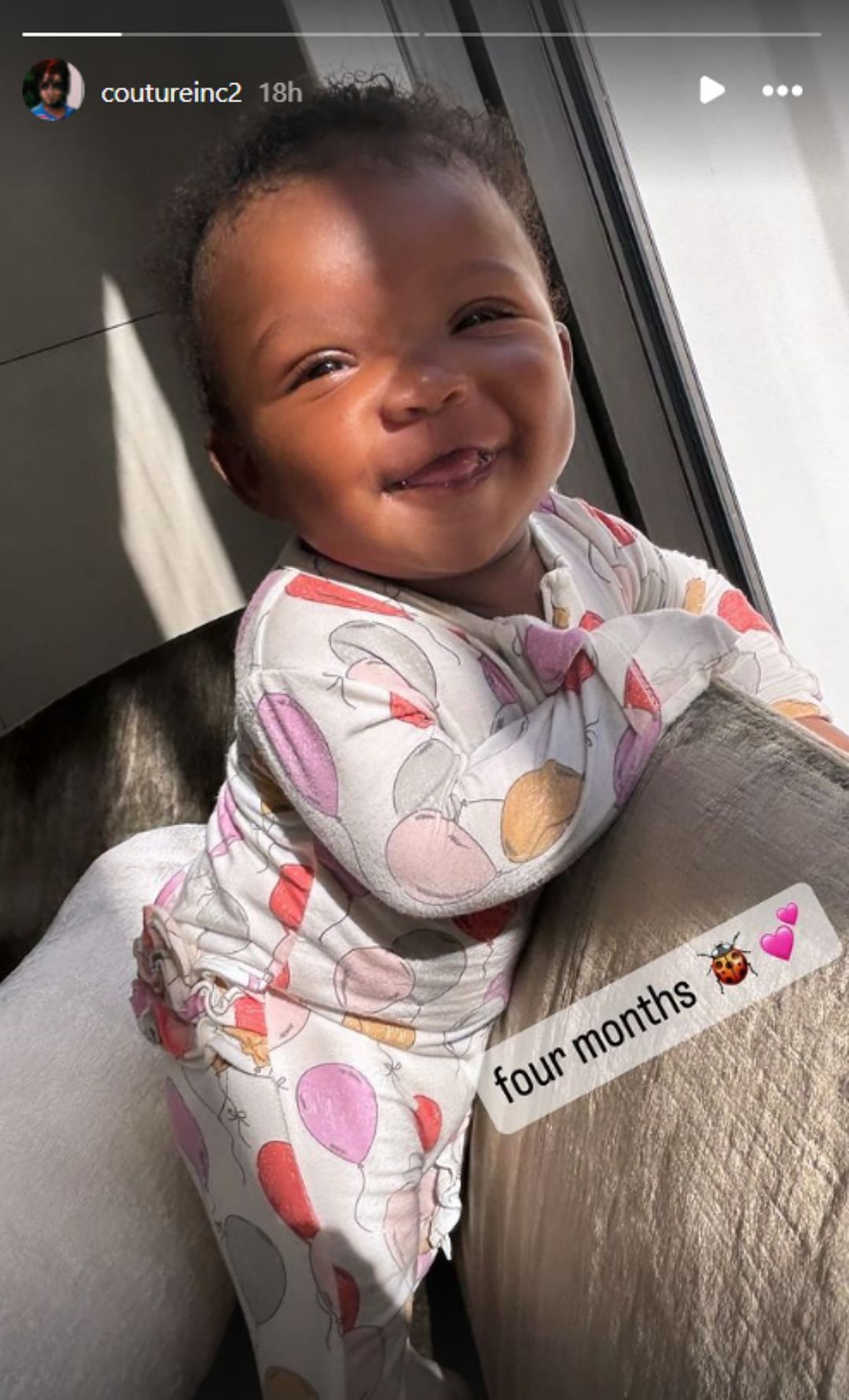 Jeanine Robel&#039;s Instagram story featuring her four-month-old daughter. 